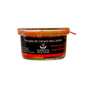 Foie gras micuit con pimiento y anguila