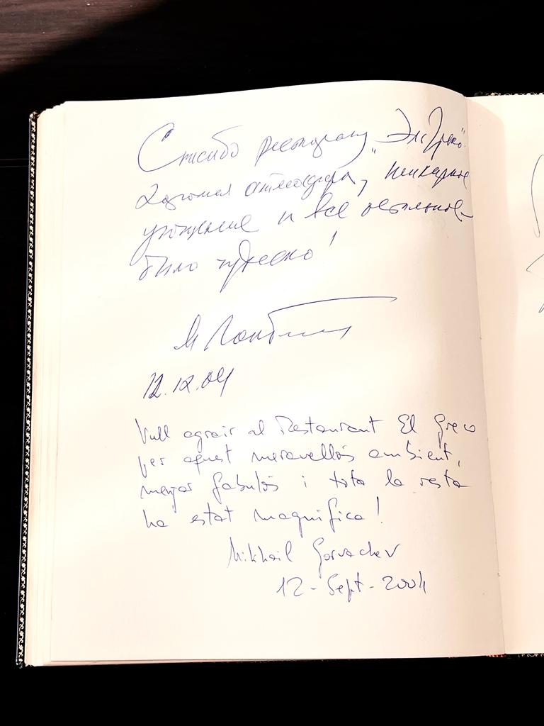 Libro de honor del restaurante El Greco